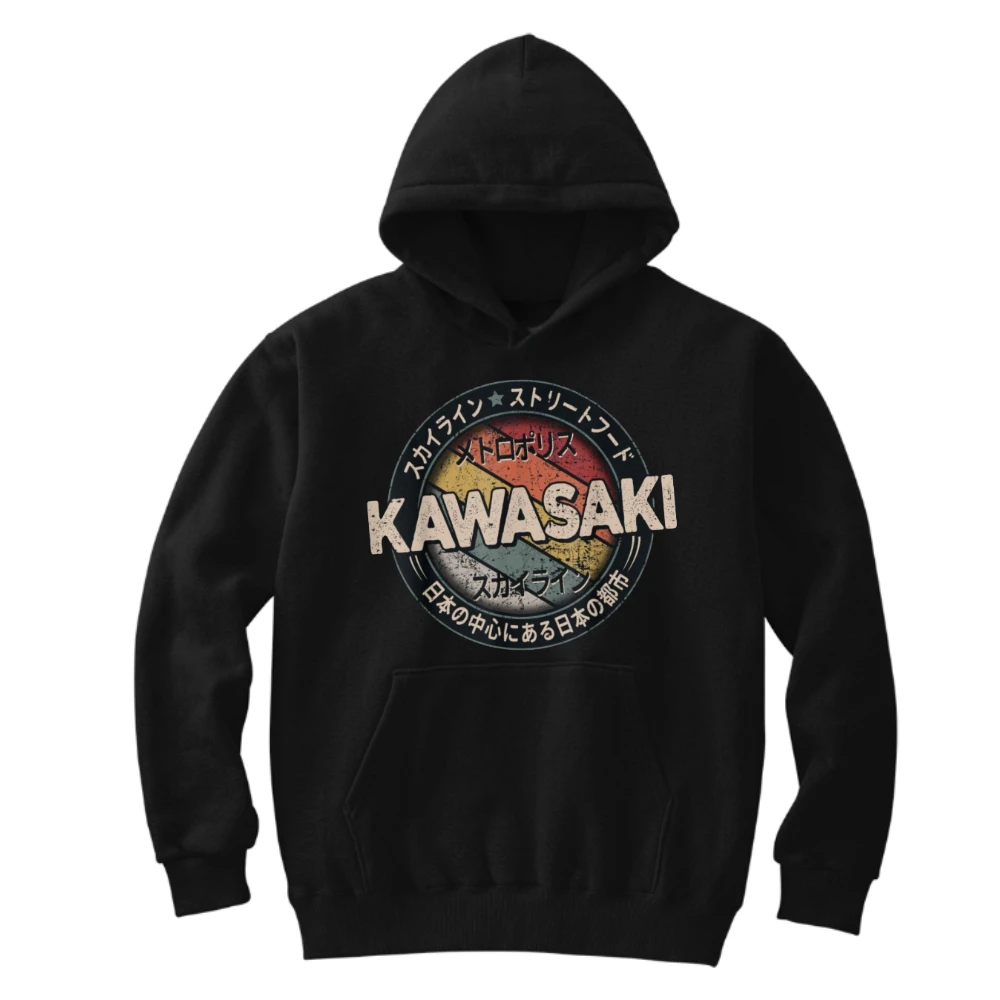 

Kawasaki, новая винтажная мотоциклетная весенне-осенняя толстовка с логотипом, свитер с капюшоном, спортивный повседневный пуловер унисекс с принтом, топ