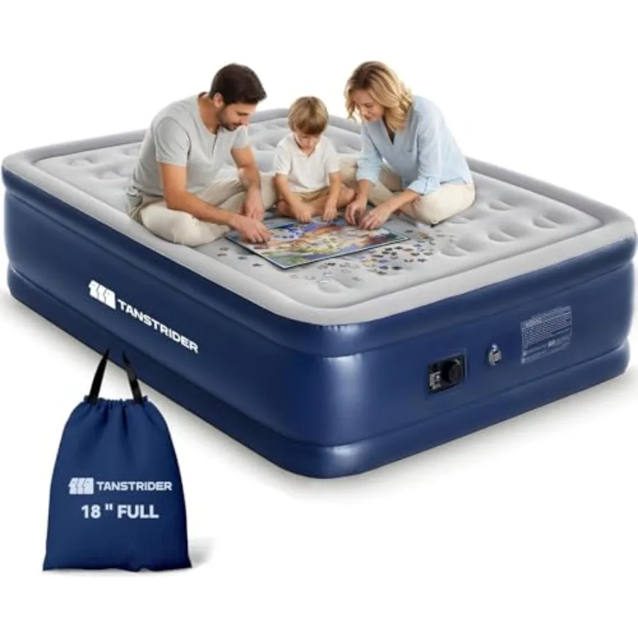 

Air Mattress Full with Built in Pump18'' Raised Blow Up Air Bed 3 Mins Quick Self-Inflation/Deflation Inflatable Bed for Guests