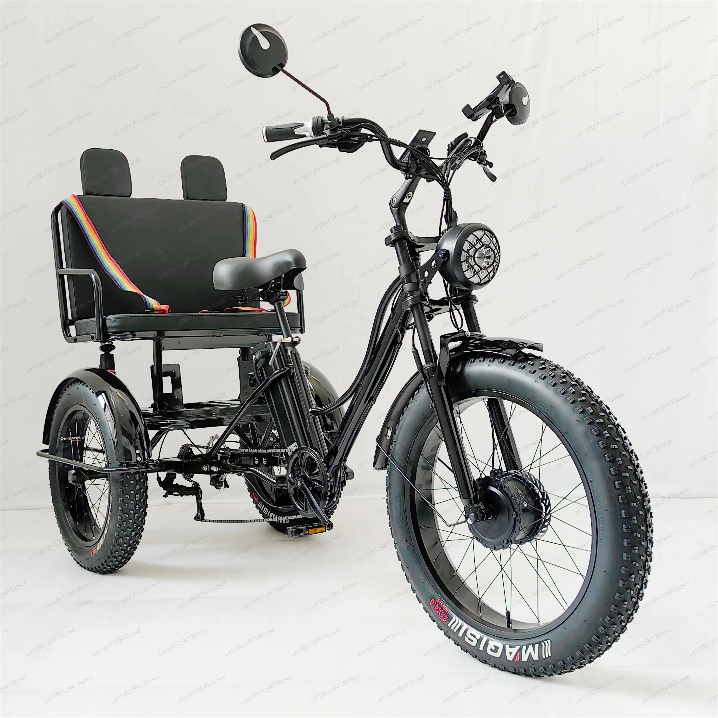 Fat Tire Electric Tricycle 3 Wheel E-Trike Open E-Rickshaw Cargo Passenger Transport Vehicle
