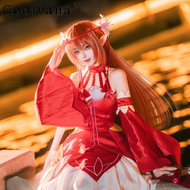 Halloween Uniform Princess Dress Set Women's Headwear Sock Accessories Red Cosplay Suits Female Anime Carnival Dress