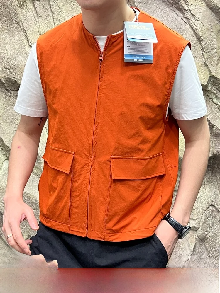 

Мужской повседневный жилет на молнии, дышащий, водостойкий, новый многослойный рабочий костюм, легкий полиэстер, летняя мода