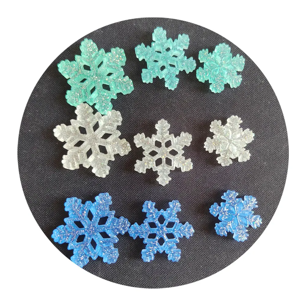 Snowflake Flower Artificial Winter Flake Beads Kawaii Decors Mixed Sizes Beautiful Resin for Hairclips Making