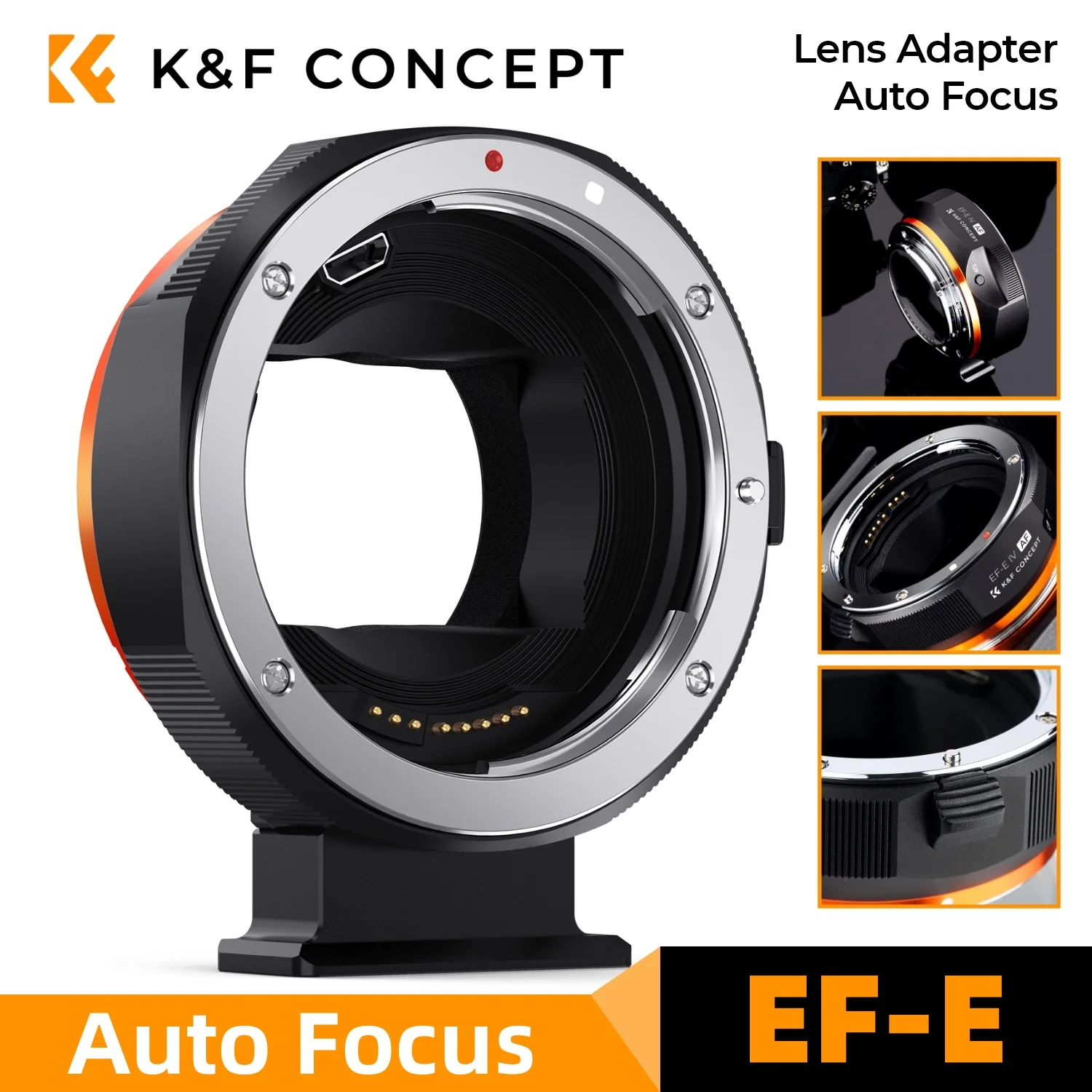 K&F CONCEPT EF-E Auto Focus Electronic Adapter Ring For Canon EF EF-S Lens Mount to Sony NEX FE E A6300 A6500 Mount Camera Body