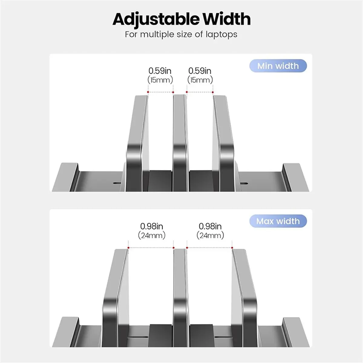 

Вертикальная подставка для ноутбука с выдвижным ящиком, пластиковый держатель для ноутбуков с двумя слотами и компактным дизайном, регулируемый.