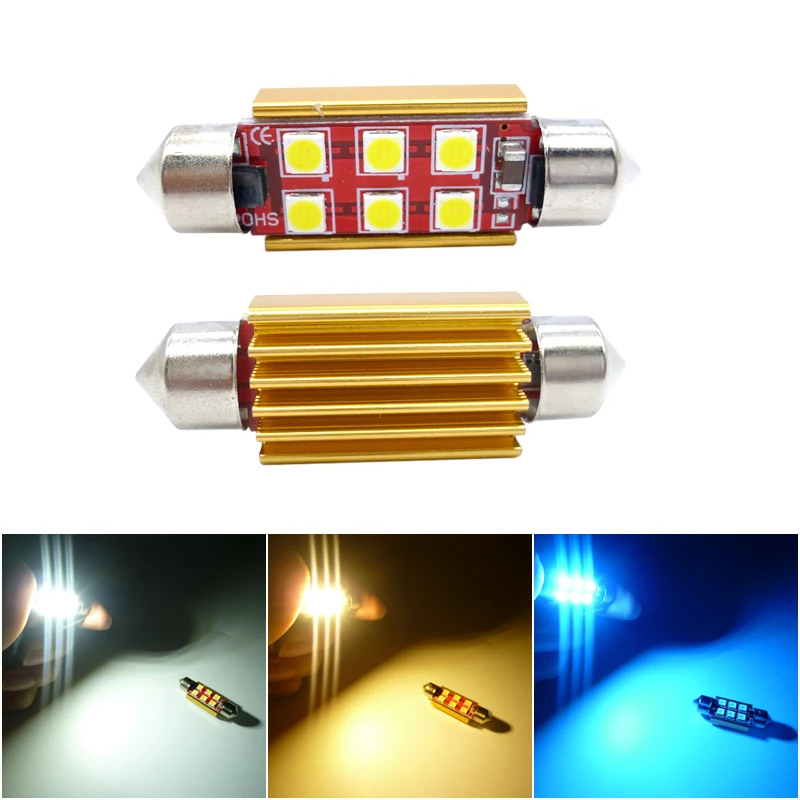 2x Canbus Error Free Led 31mm 36mm 39mm 41mm 3030 6SMD DE3175 C5W C10W SV8.5 Automobiles Car Led Light Lamp No Polarity 12V 24V