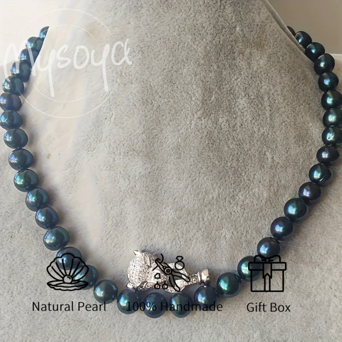 

MYSOYA 7-8 мм ожерелье из натурального черного пресноводного жемчуга для женщин и мужчин, разные размеры с подарочной коробкой, подарок на день рождения, свадьбу, Рождество