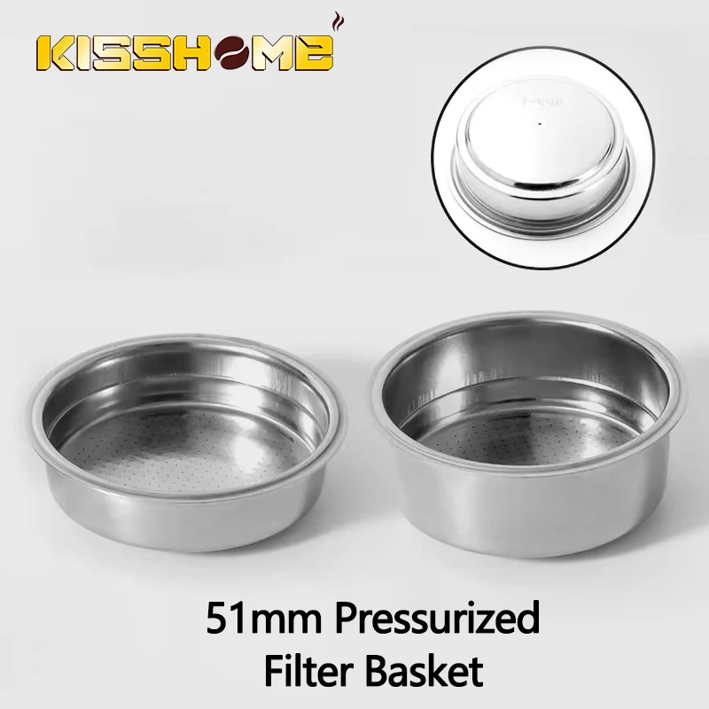 Coffee Filter Basket 51MM Pressurized Double Layer Stainless Steel For Delonghi Portafilter Barista Tools Espresso Accessories