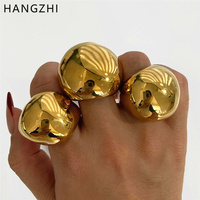 HangZhi Punk Exaggerated Large Ball Shape Chunky Rings Stainless Steel Chunky Vintage Charms Jewelry for Women Men New