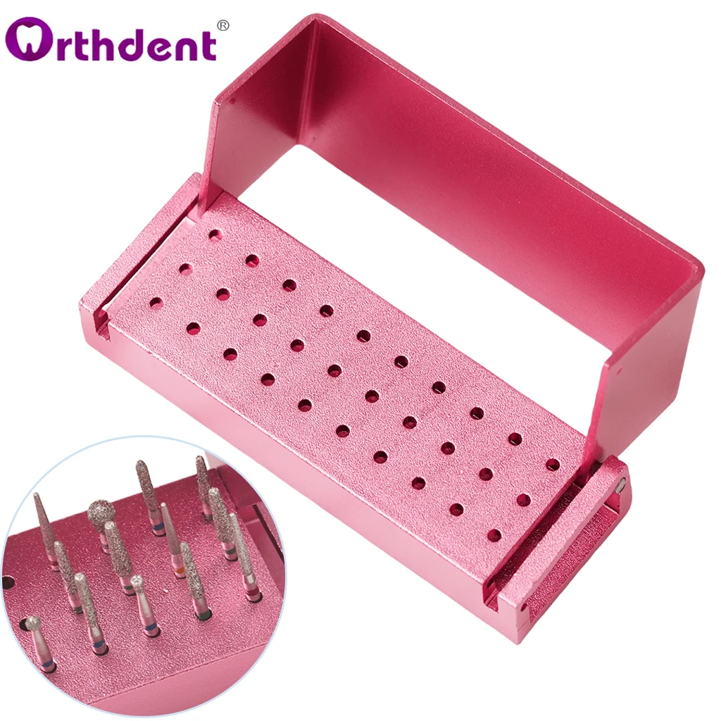 1PC 30Holes Dental Burs Drill Holder For High Speed Handpiece Burs Disinfection Colorful Aluminium Optional Block Dentisry Tools