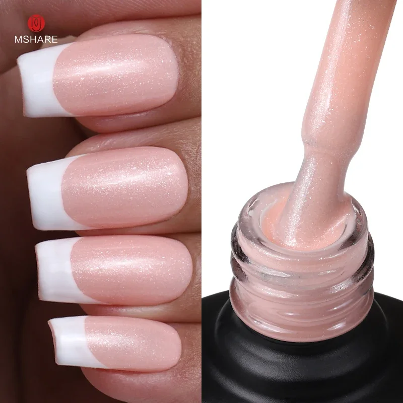 MSHARE Milk Milky White Base Gel Polish Camouflage Color Rubber Base Nail Base Coat 10 ml
