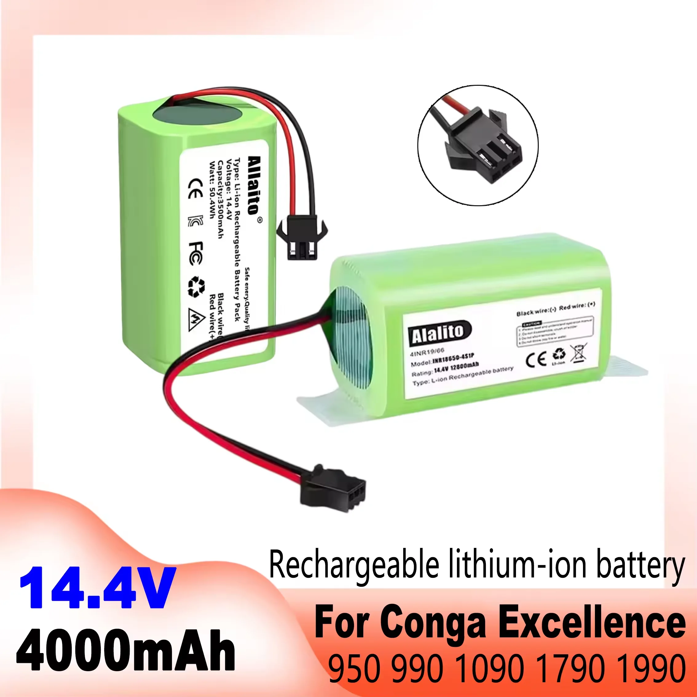 14.4V 6800mAh Replacement Battery for Conga 990 1090 Tesvor X500 Ecovacs Deebot N79 N79S DN622 Eufy RoboVac 11 11S RoboVac 30