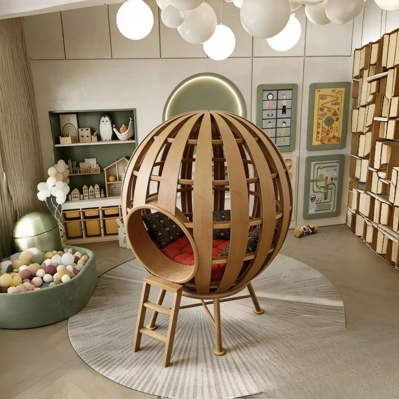 Leisure area Activity area Reading area Solid wood spherical leisure sofa card seat