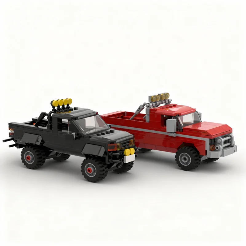 

381PCS MOC City Champions Super Car Bttf Pickup Twin Pack Hilux F150 Model Technology DIY Assembly Building Blocks Display Gift