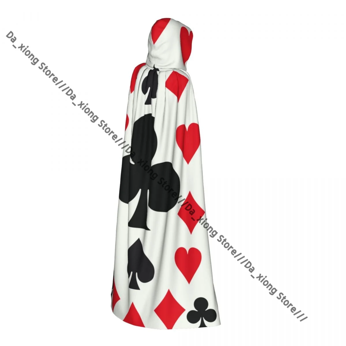 Witch Long Hooded Robe Poker Card Suits Illustration Halloween Cloak Cosplay Costumes for Adult