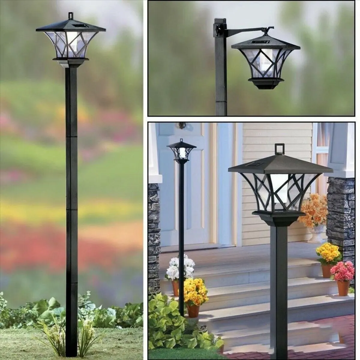 【Like】  6pcs 1.5M LED Solar Powered Traditional Garden Lamp Post Lamppost Lantern Light Decor
