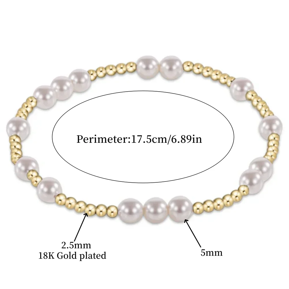 CCGOOD 18K Gold Pearl Bracelet Stackable Adjustable Jewelry for Women Everyday Elegant Gift Boho Dainty Beads Hypoallergenic