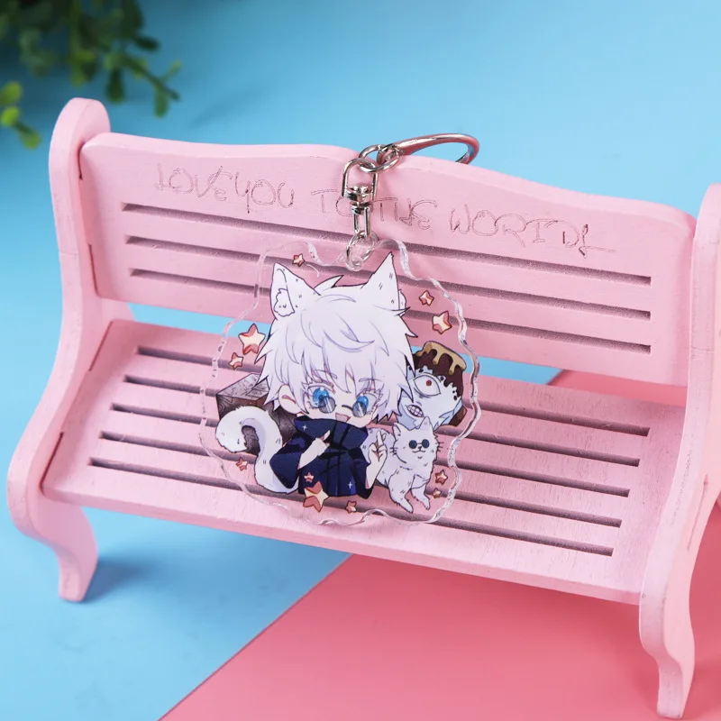 Cute Jujutsu Kaisen Acrylic Keychain Satoru Gojo Geto Suguru Key Chain Anime Keyring Props Cosplay Jewelry Gift