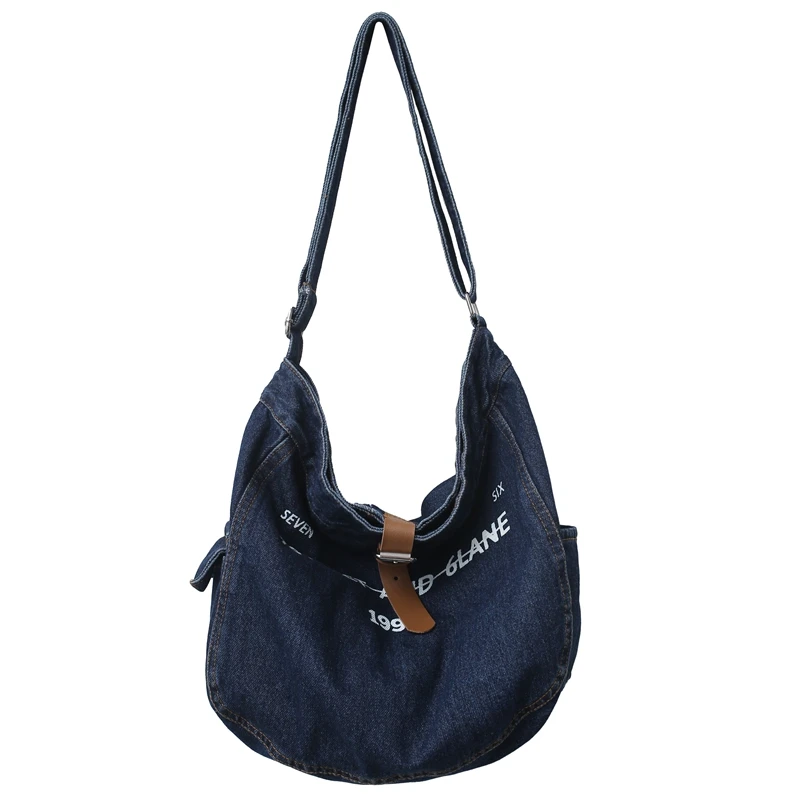 Letter Denim Women's Bag 2022 Trend Jeans Shoulder Bag High Quality Shopping Bag Eco Bag Korean Canvas Messenger Bag Y2K Satchel