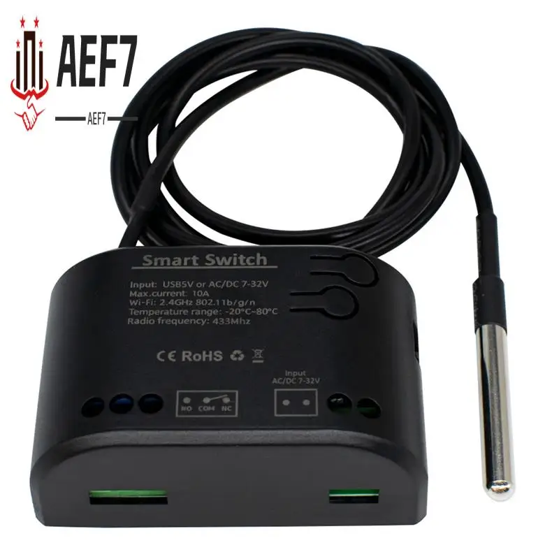 

AEF7-умный переключатель температуры с датчиком термостата Tuya APP/Smartlife Control, пассивное сухое контактное реле, 1-канальный модуль