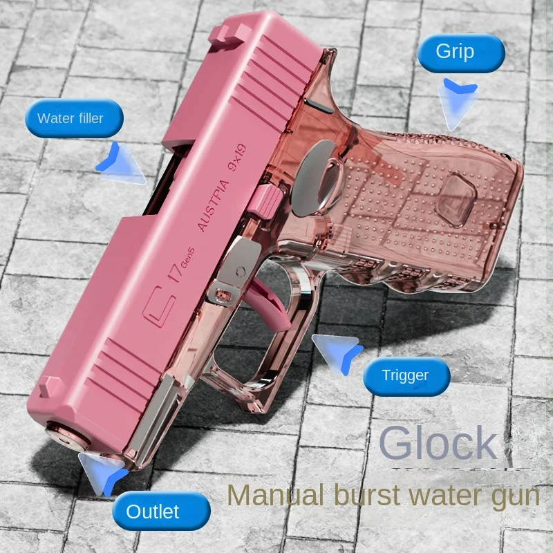 Mini pistola de água Glock automática rebore spray pistola de água de longo alcance brinquedo de água infantil