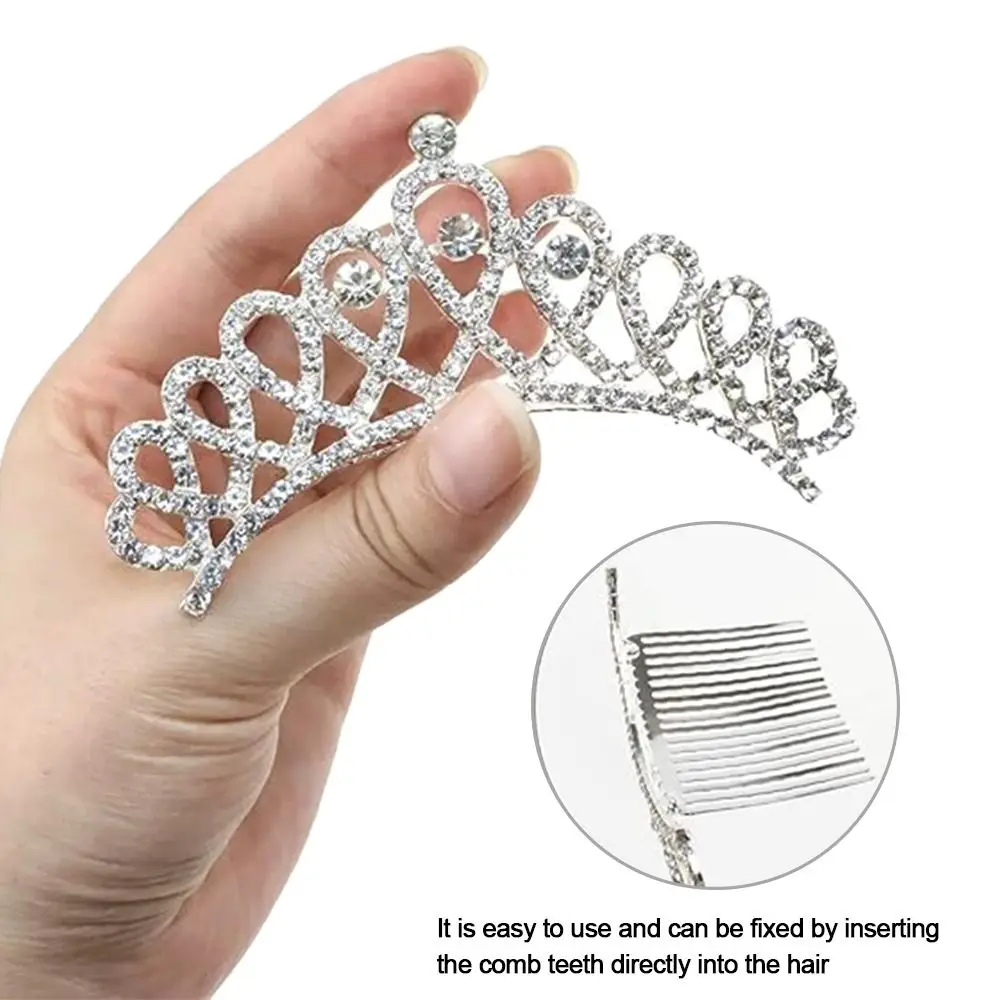 Nieuwe Legering Prinses Kristal Tiara Strass Haar Sieraden Kronen Haar Kam Geschenken Kroon Haarband Bruiloft