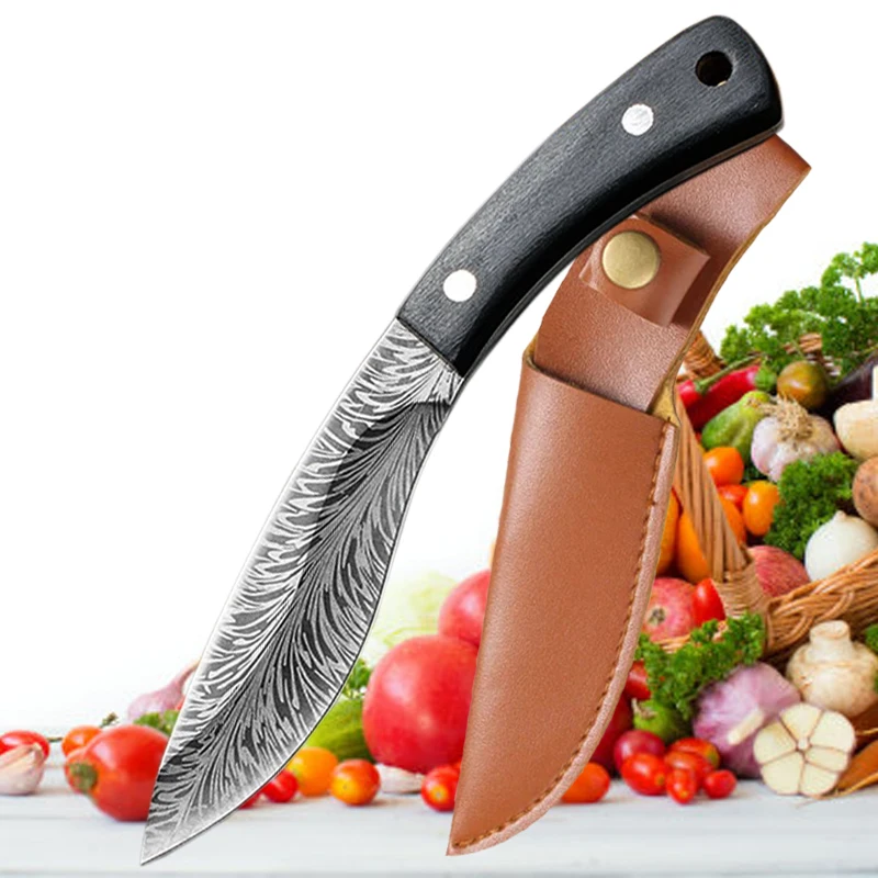 Handmade Forged Kitchen Knife Stainless Steel Boning Knife BBQ Slicing Meat Cleaver Knives Small Pocket Knife