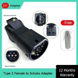 Adaptador EU Schuko, Veículo para Descarga EV, Tipo 2 Ficha Fêmea, V2L