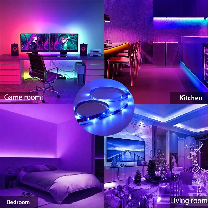 LED Strip Light RGB5050 USB Colorful TV Flexible Background Music Sound Control with 20-key Luminous Soft Light Bar Luces Led