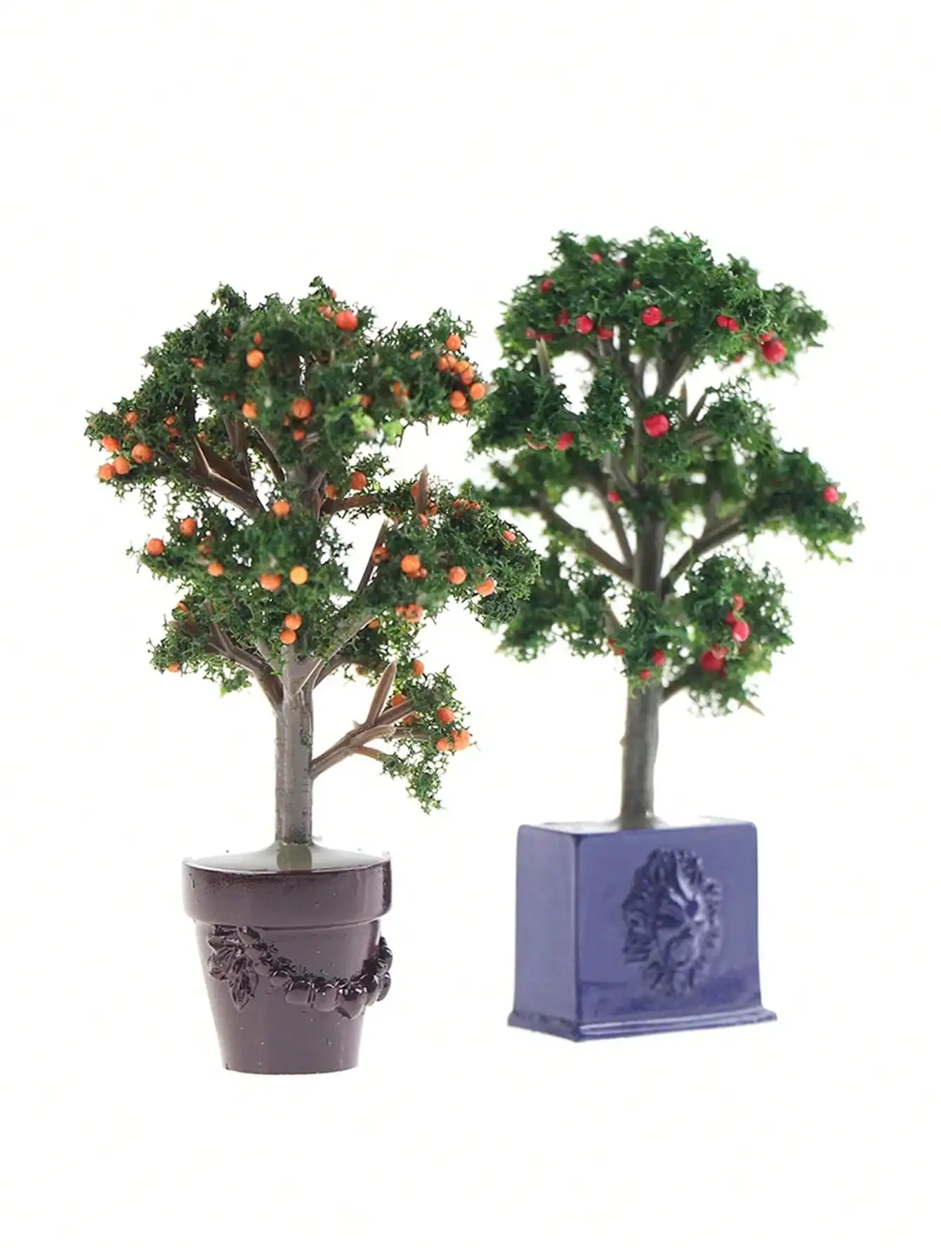 1pc Miniature Fake Tree & Fruit Plant Pot/Realistic Orange Tree, Pot/Dollhouse for Dolls, Dollhouse Decor/Fruit Tree for Model