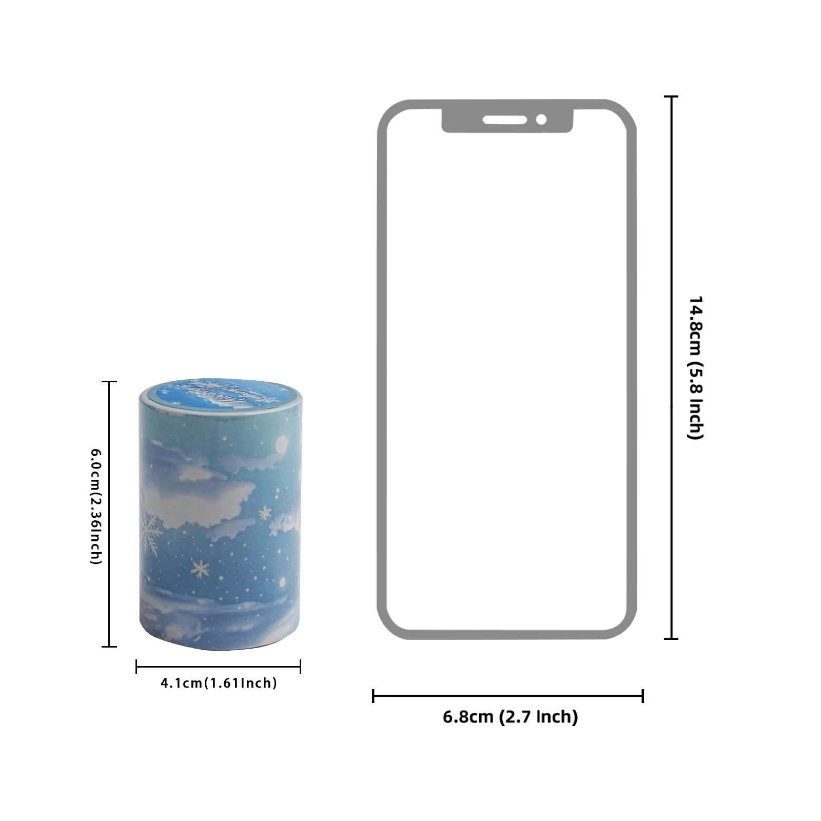 Etori Life 60mm*2m Simple Snowy Cloud Sea Basic Versatile Scenery Tape - Cool-Toned Blue and White Snowfall Scenery. Suitable for notebooks, laptop backs, photo albums, handbags, guitars, diaries, sticker books, postcards and envelopes, scrapbooking supplies, office decoration items, room decor, artistic aesthetics, school supplies, and children's stationery stickers