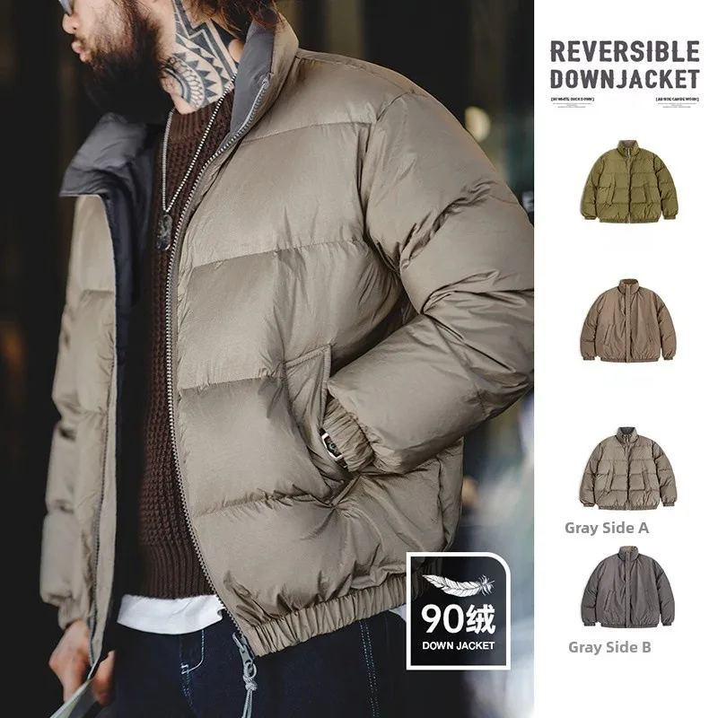 

Мужская двусторонняя стеганая пуховая куртка Maden American Style с воротником-стойкой, теплая верхняя одежда