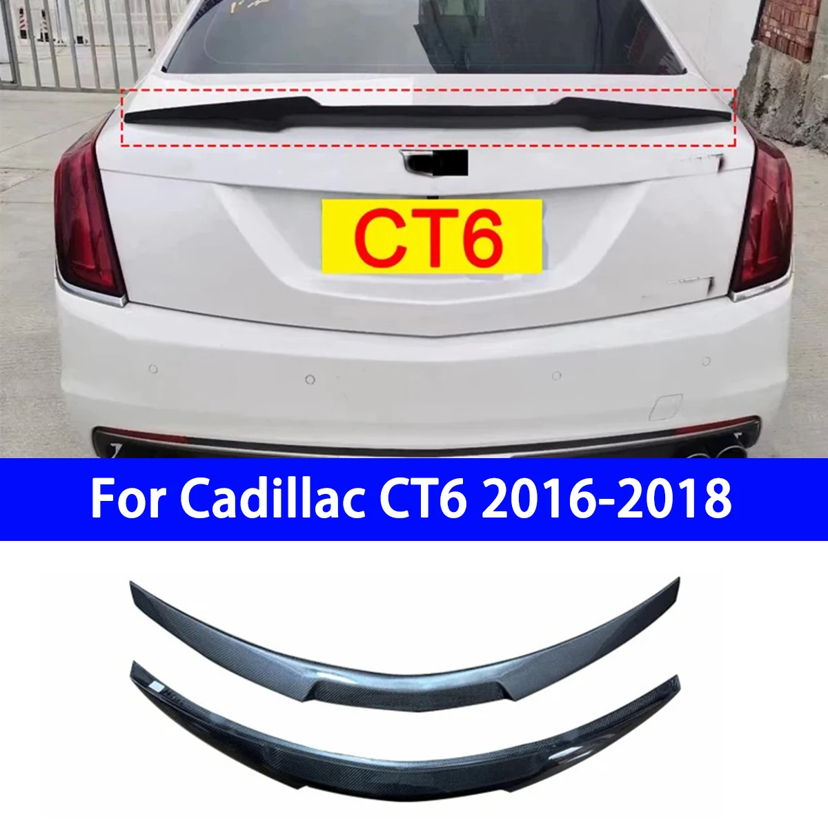 Suitable for Cadillac CT6 2016-2018 Tail Wing Carbon Fiber Tail Spoiler Non-destructive Installation  Use Tail Decoration