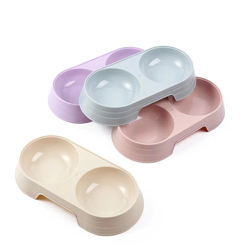 Double Plastic Pet Food Bowl, Drinking Tray, Feeder for Kitten and Dog, Cat Feeding Supplies, Pet Accessories dog bowl