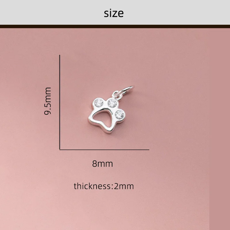 Charms 925 Silver Electroplated Cute Hollow Cat Claw Necklace Pendant Handmade DIY Accessories Charms for Bracelet Plata 925