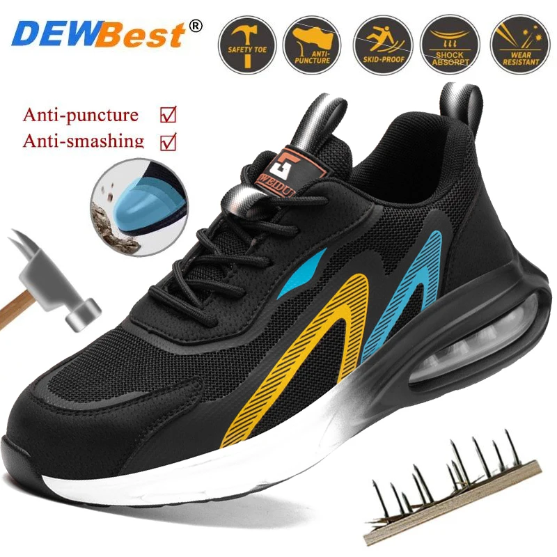 Lightweight and comfortable anti-smashing and anti-puncture air cushion shock-absorbing safety shoes Breathable protective shoes