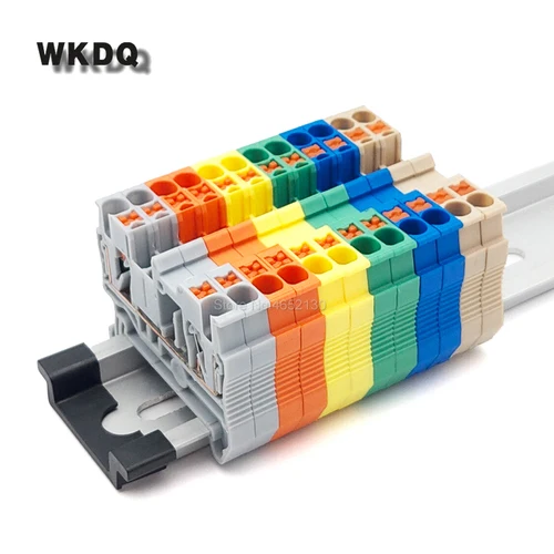 Enchufe de tira de alimentación PT2.5, conector eléctrico de cable, carril DIN, bloque de terminales sin tornillo, PT-2.5 PT 2,5, 10 Uds.