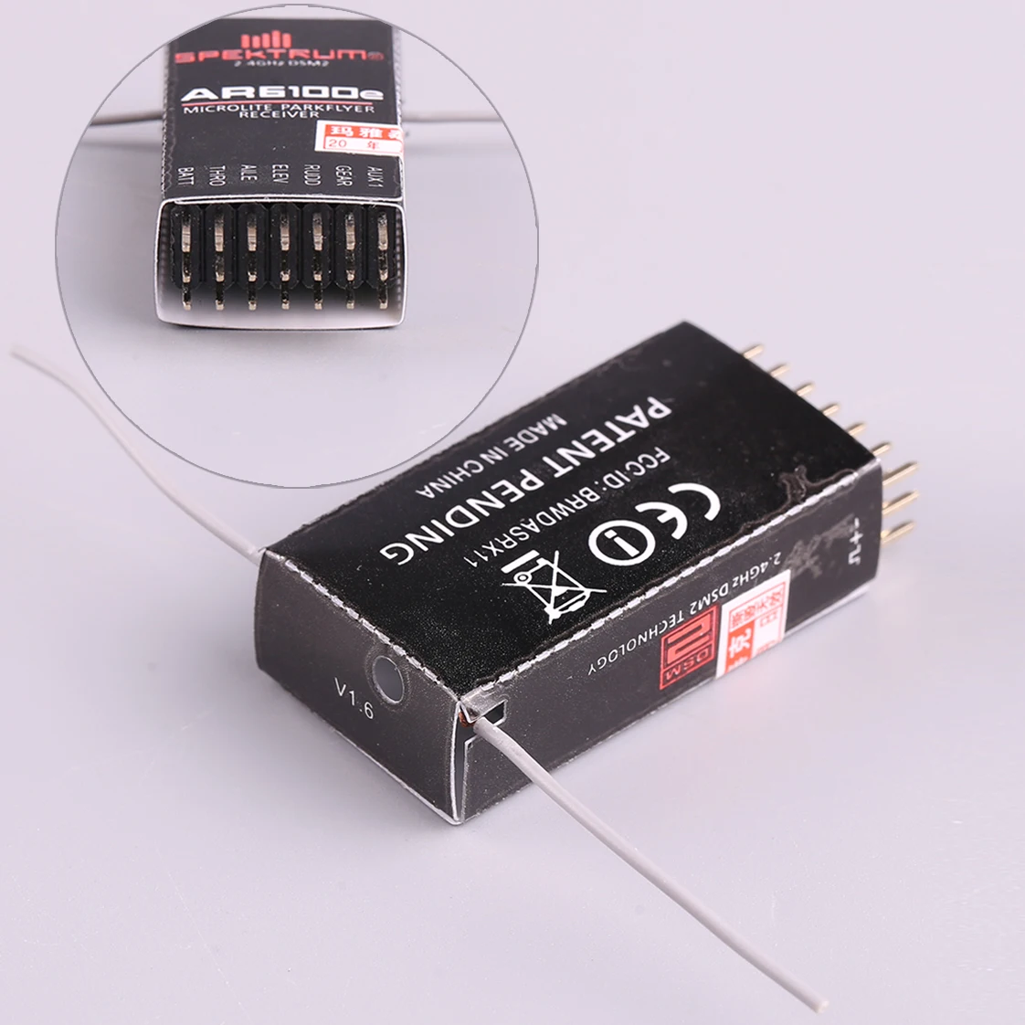 2.4Ghz RC 6CH AR6100e DSM-2 Receiver 6 Channel Acceptor Support DX6i/DSX9/DSX11/DSX12 DX6/DX6i/DX7/DX8