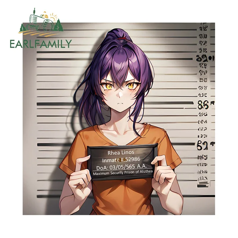 EARLFAMILY 13cm x 13cm Rhea Linos Prisoner Car Sticker Anime Inmate #52986 Maximum Security Prison of Alizthea Decal Car Styling