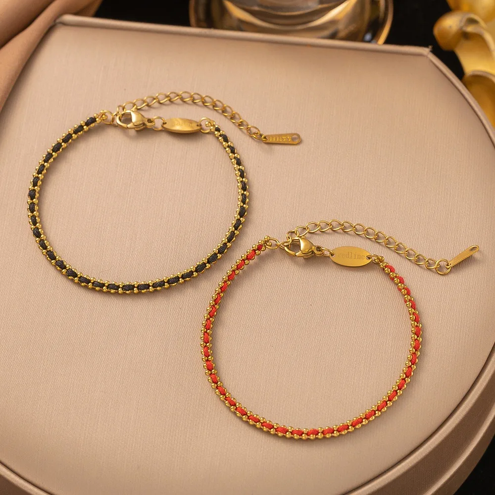 1 Piece of Woven Rope Inlaid Women's Woven Bracelet, Simple and Casual Style, Jewelry Gift Bracelet, Suitable for Birthday, Mother's Day, Valentine's Day Party Accessories