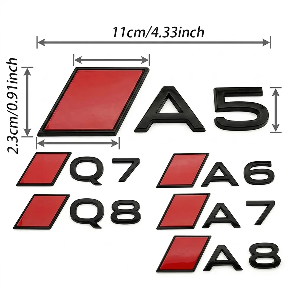 NEUES 3D ABS Auto-Logo A3 A4 A5 A6 A7 A8 Q3 Q5 Q7 Q8 Emblem für Audi Heckklappen-Abzeichen Buchstaben Aufkleber Zubehör – Detail 4