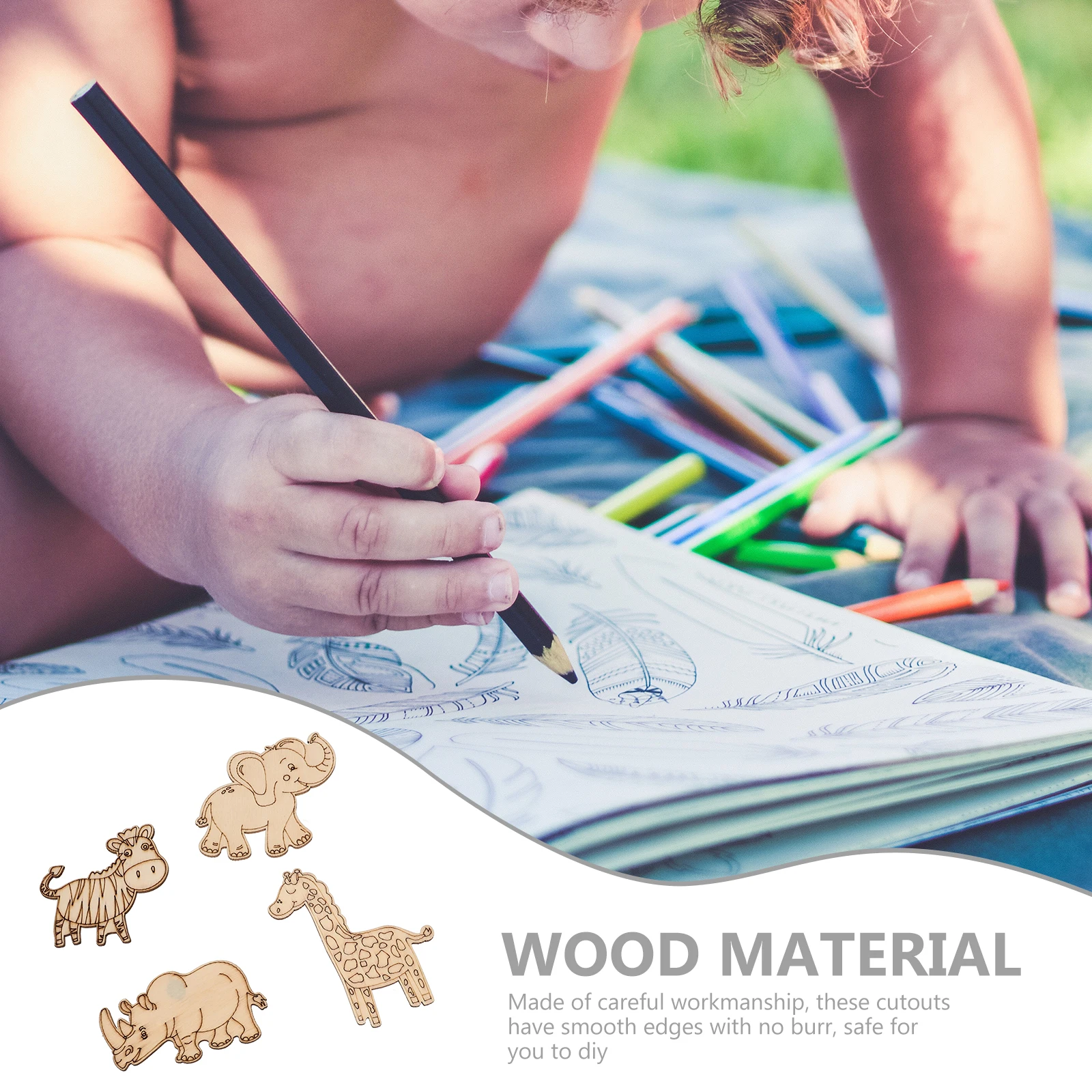 

40 Pcs Blank Wooden Chips Unfinished Animal Slices DIY Painting Crafts Smooth Edge Premium Wood Safe Kids Creative Cutouts Home