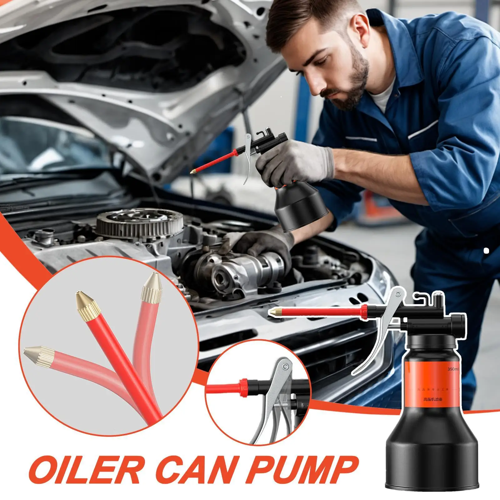 

Масленка, 350 мл, промышленный насос, масленка, распылитель с прямым носиком для обслуживания инструментов, гаражная мастерская, промышленная