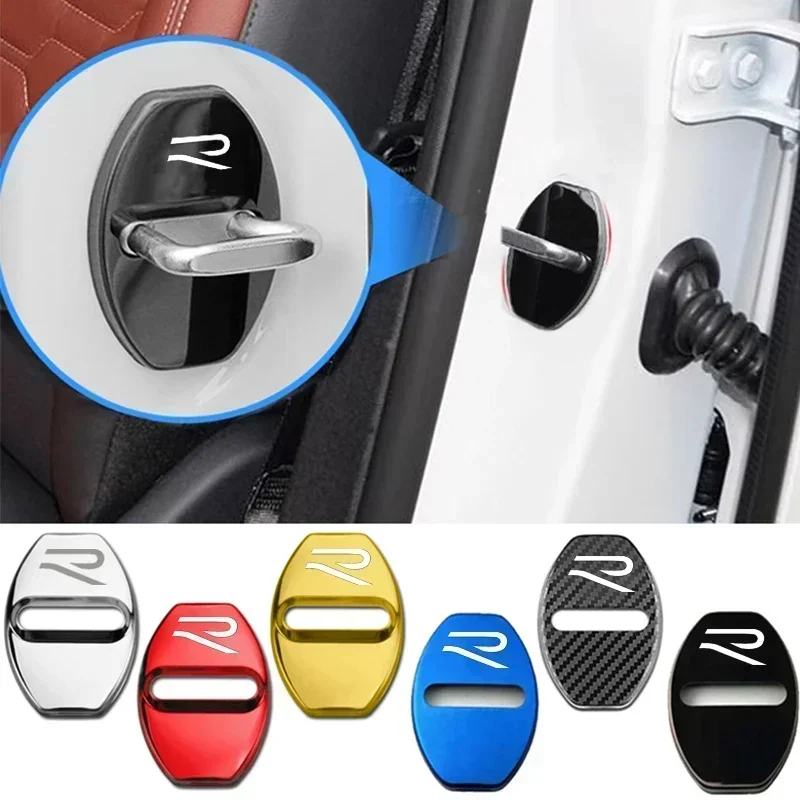 4PCS Car Door Lock Cover Emblem Case Anti Scratch Protective Sticker for Volkswagen VW RLINE Golf Polo Passat Jetta Tiguan Bora