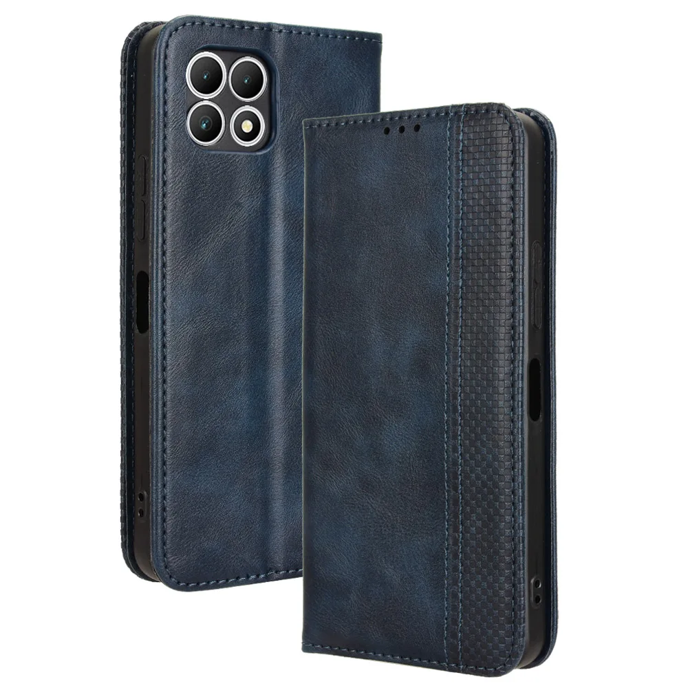 la couverture de la couverture de téléphone de la fermeture magnétique en cuir de style rétro pour t-mobile REVVL 7 6.58 pouces fente pour carte portefeuille étui de prévention des chutes