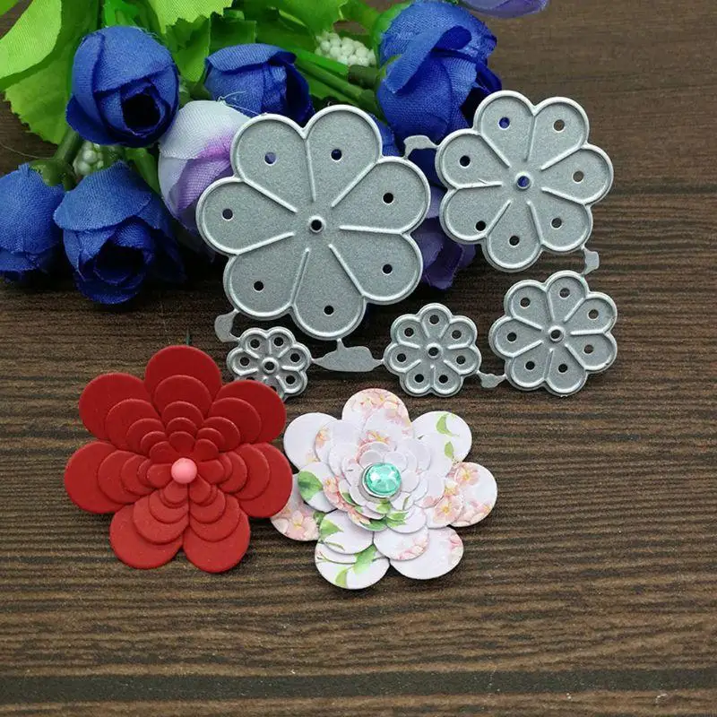 Pétalos flores Metal Cutting Dies Plantilla álbum recortes Diy Card papel estampilla C5AD