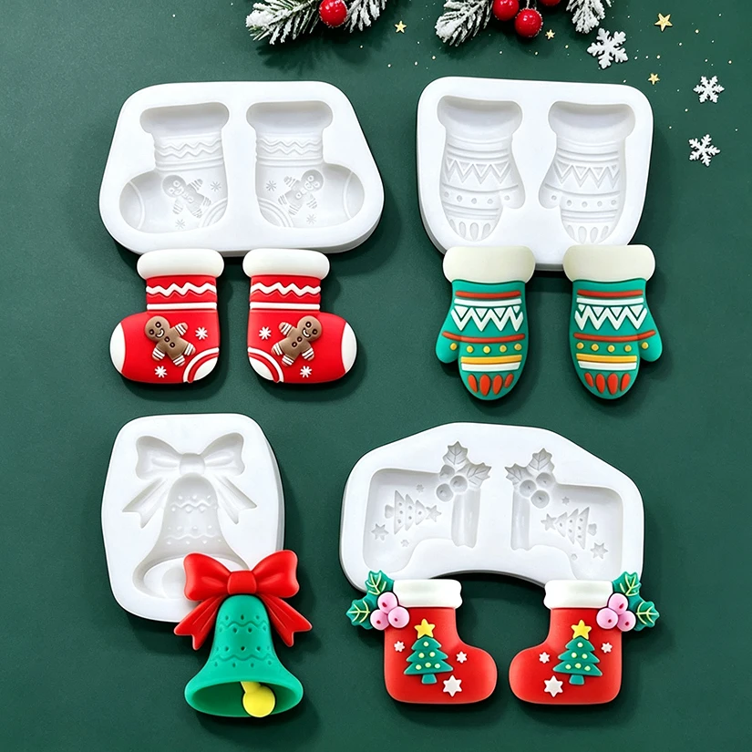 Jingle Bell Christmas Silicone Mold Sugarcraft Chocolate Cupcake Baking Fondant Cake Decorating Tools