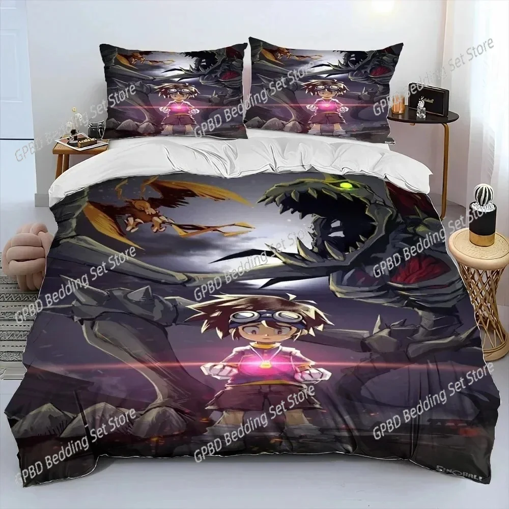 

Anime Digimon Adventure Monster Comfortable Duvet Quilt Cover Pillowcase Bedding Set Children Bedroom Decoration Home Textile