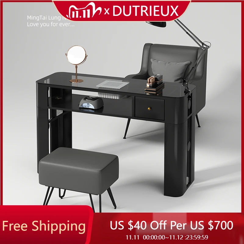 

Square Clear Nail Desk Reception Mobile European Workstation Nail Desk Nordic Modern Design Luxury Glass Nageltisch Furniture