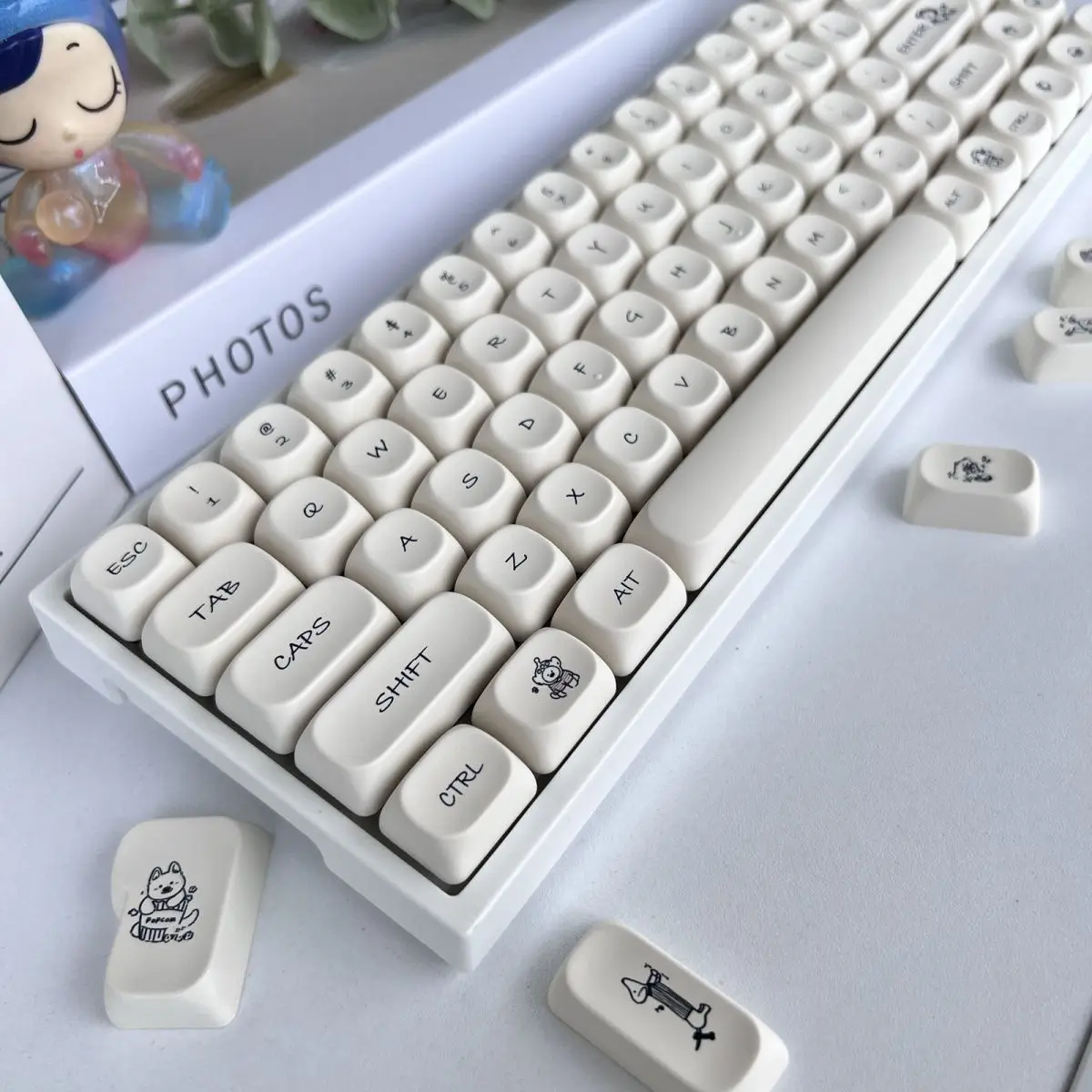 Imagem -06 - Cute Dog Tema Keycaps Grupo Sublimação Pbt Keycaps Teclado Simples Custom Moa Perfil Acessório Teclado Mecânico