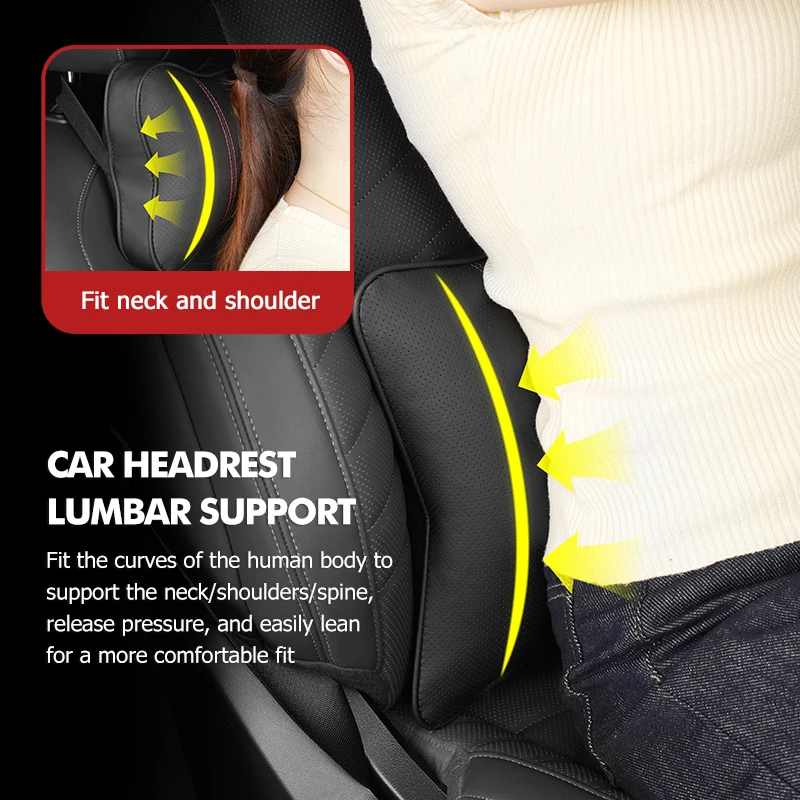 Car Lumbar Support Neck Pillow Waist Support Backrest Cushion For Hyundai Sonata i30 i20 Tucson Elantra Kona N Line view 4